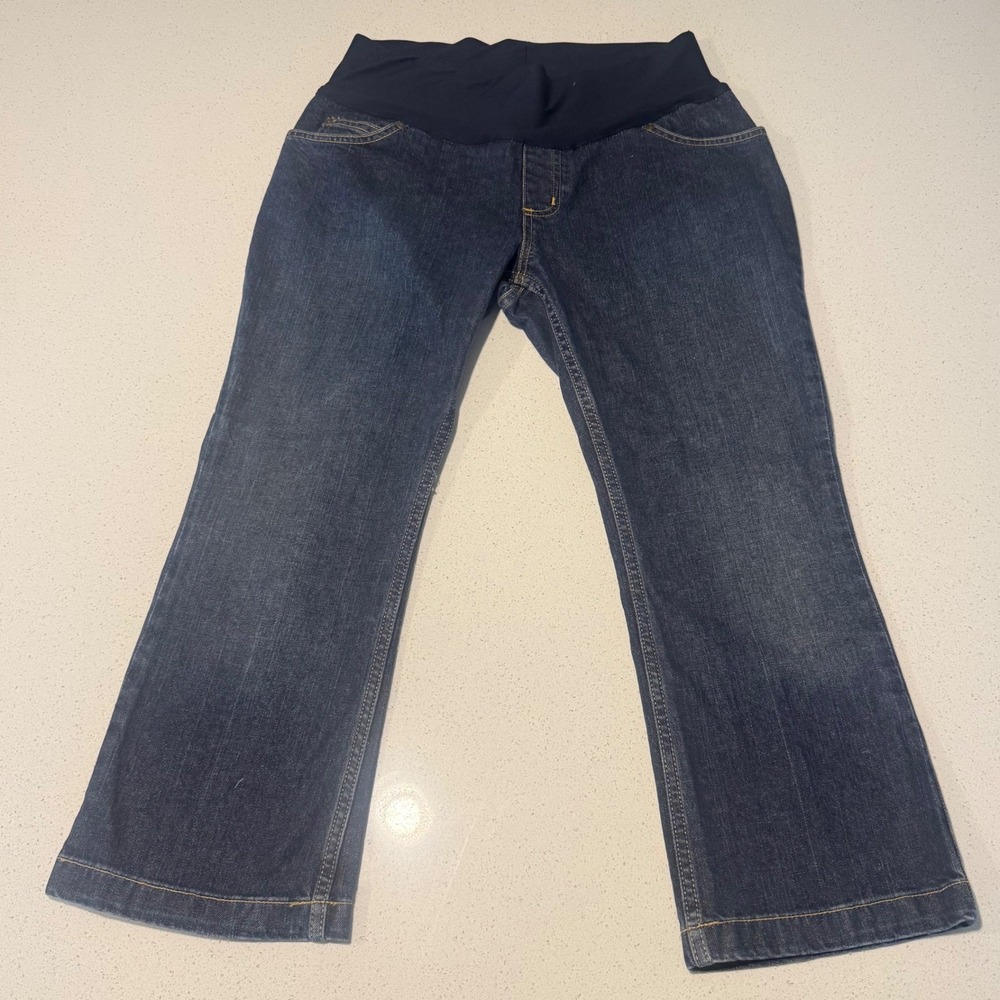 Liz Lange Maternity Jeans Women 4 Blue Excellent Stretch Dark Wash Bootcut
